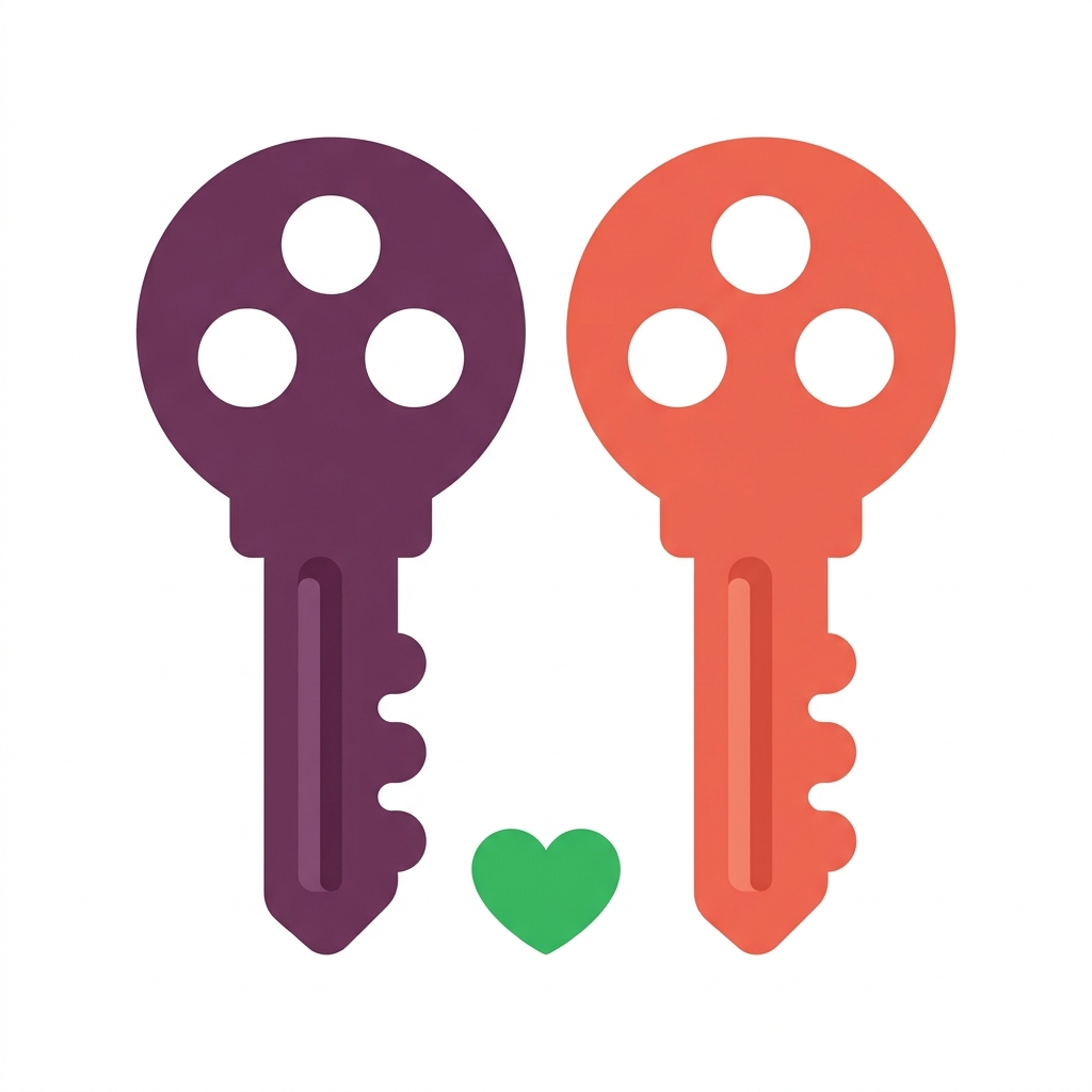 Two keys with a heart
