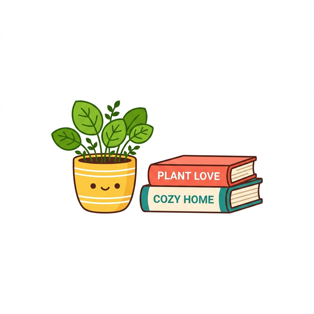 Potted plant and books